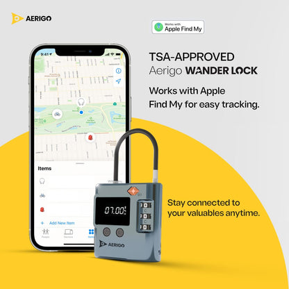 Aerigo Wander Lock – TSA-Approved Smart Luggage Lock with Find My & Built-In Scale